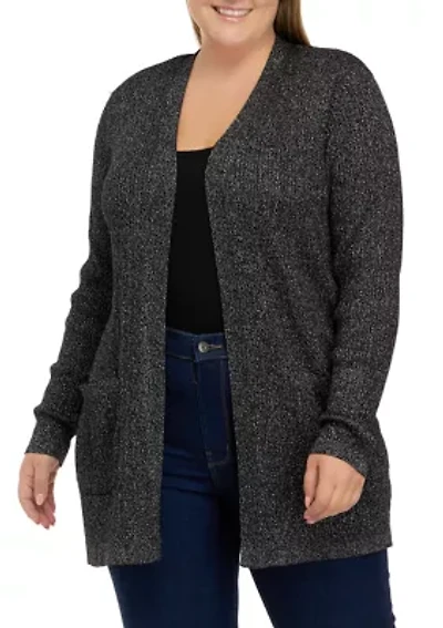 Plus Long Sleeve Cable Cardigan Sweater