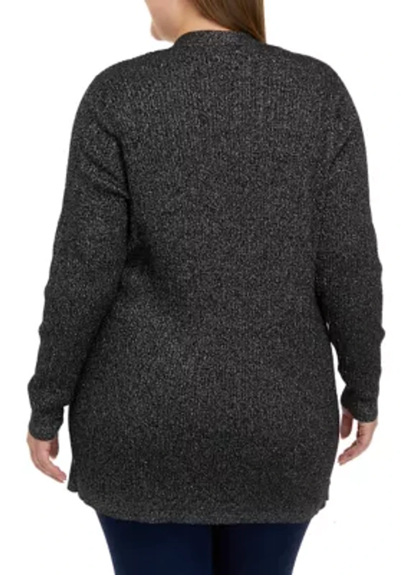 Plus Long Sleeve Cable Cardigan Sweater