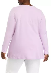 Plus Long Sleeve Solid Tunic Top