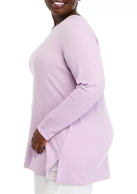 Plus Long Sleeve Solid Tunic Top