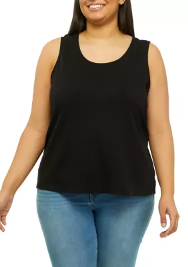 Plus Solid Scoop Neck Tank