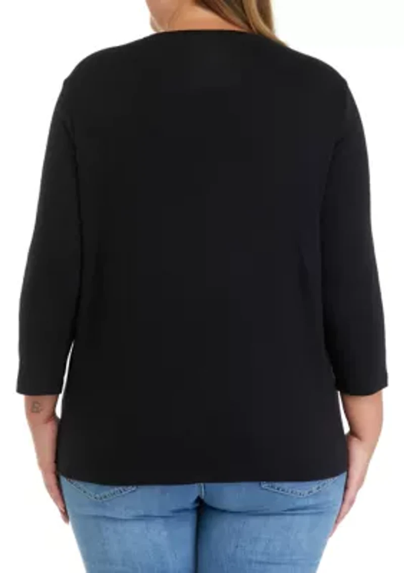 Plus 3/4 Sleeve T-Shirt