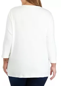 Plus 3/4 Sleeve T-Shirt