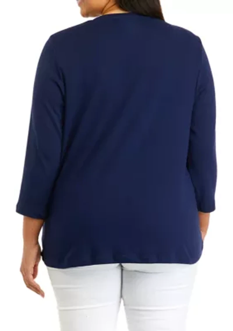 Plus 3/4 Sleeve T-Shirt