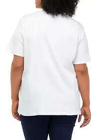 Plus Solid Short Sleeve Crew Neck T-Shirt