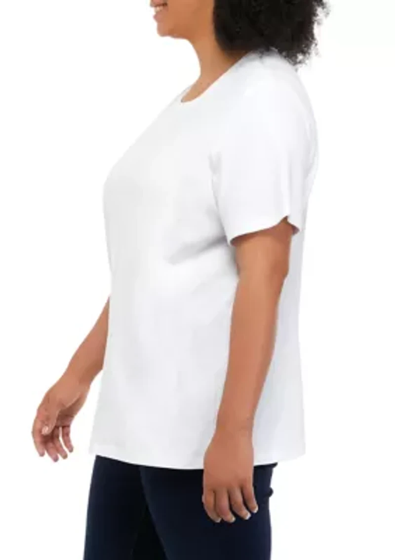 Plus Solid Short Sleeve Crew Neck T-Shirt