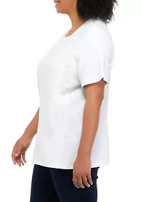 Plus Solid Short Sleeve Crew Neck T-Shirt