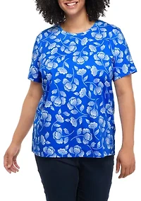 Plus Short Sleeve Printed Crew Neck T-Shirt