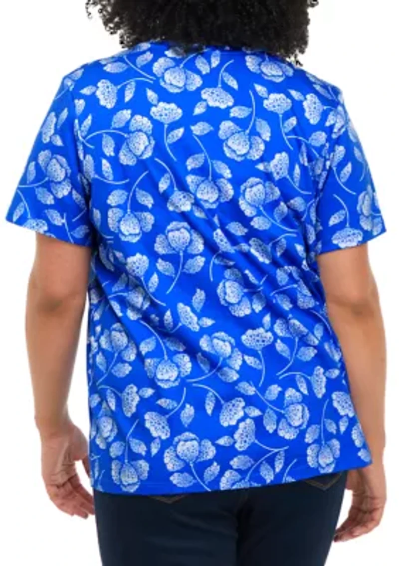 Plus Short Sleeve Printed Crew Neck T-Shirt