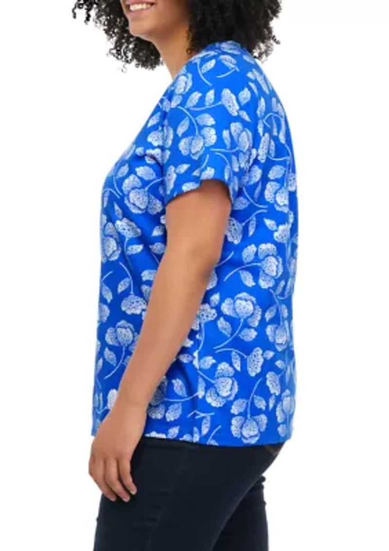 Plus Short Sleeve Printed Crew Neck T-Shirt