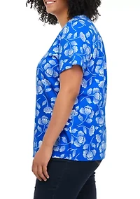 Plus Short Sleeve Printed Crew Neck T-Shirt