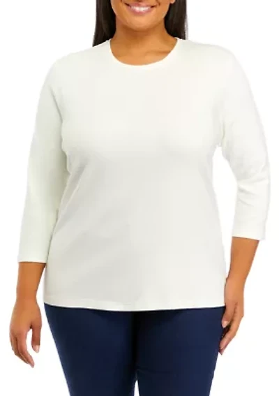 Plus 3/4 Crew Neck T-Shirt