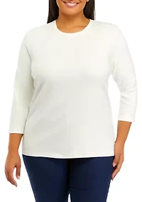 Plus 3/4 Crew Neck T-Shirt