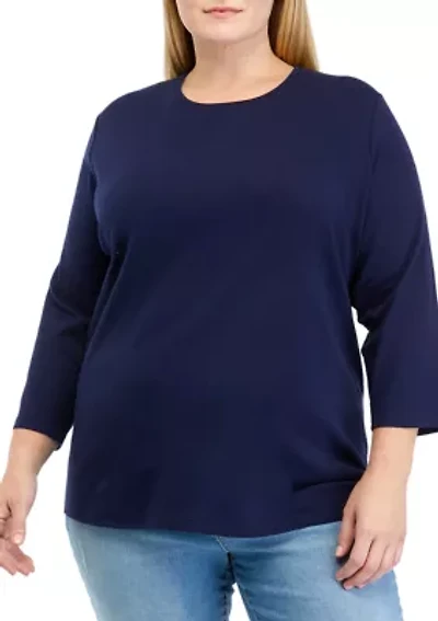 Plus 3/4 Crew Neck T-Shirt