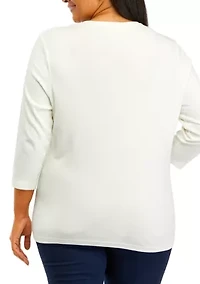 Plus 3/4 Crew Neck T-Shirt