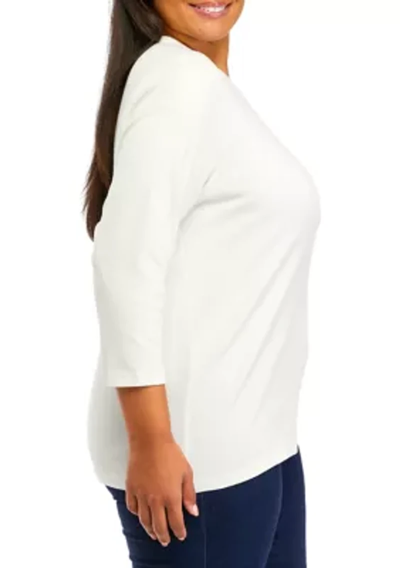 Plus 3/4 Crew Neck T-Shirt