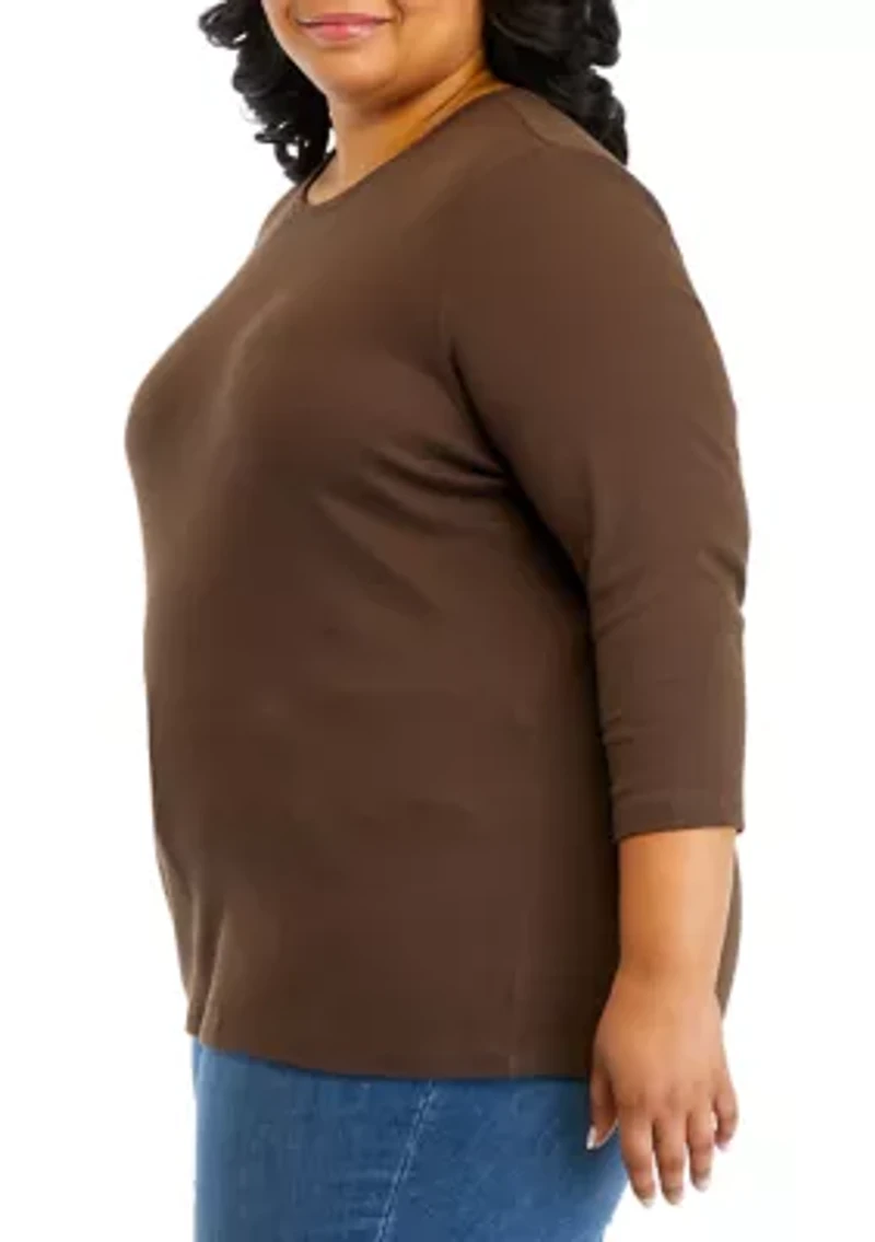 Plus 3/4 Crew Neck T-Shirt