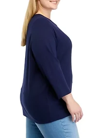 Plus 3/4 Crew Neck T-Shirt