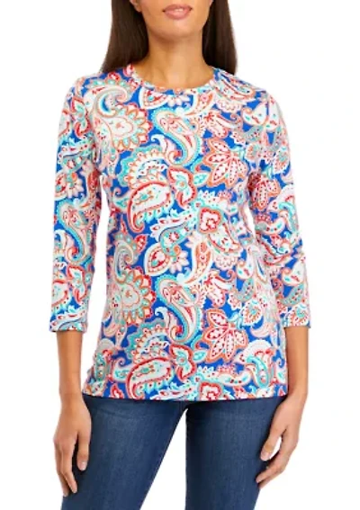 Plus 3/4 Sleeve Printed Top