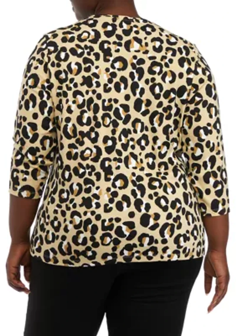 Plus 3/4 Sleeve Printed Top