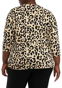 Plus 3/4 Sleeve Printed Top