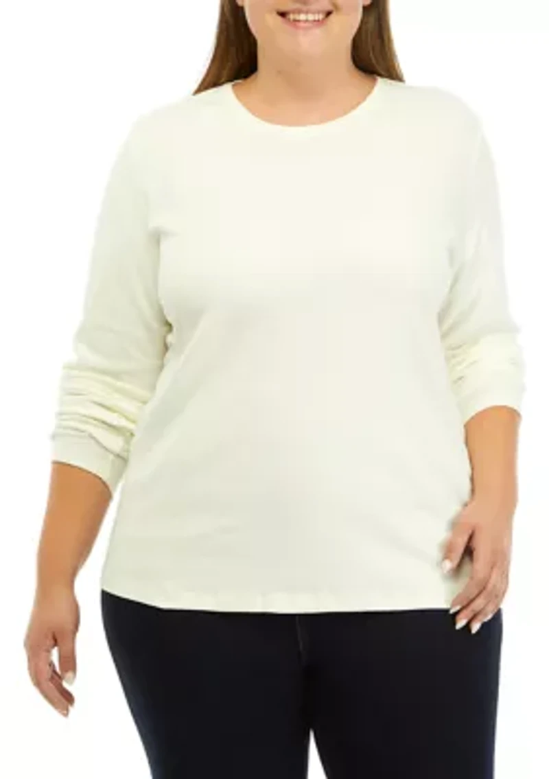 Plus Solid Crew Neck Top