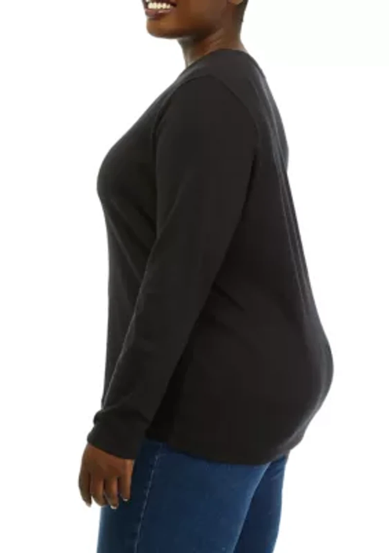 Plus Solid Crew Neck Top