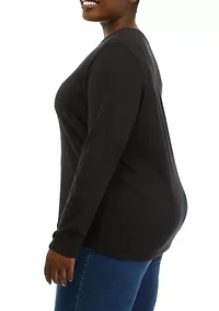 Plus Solid Crew Neck Top