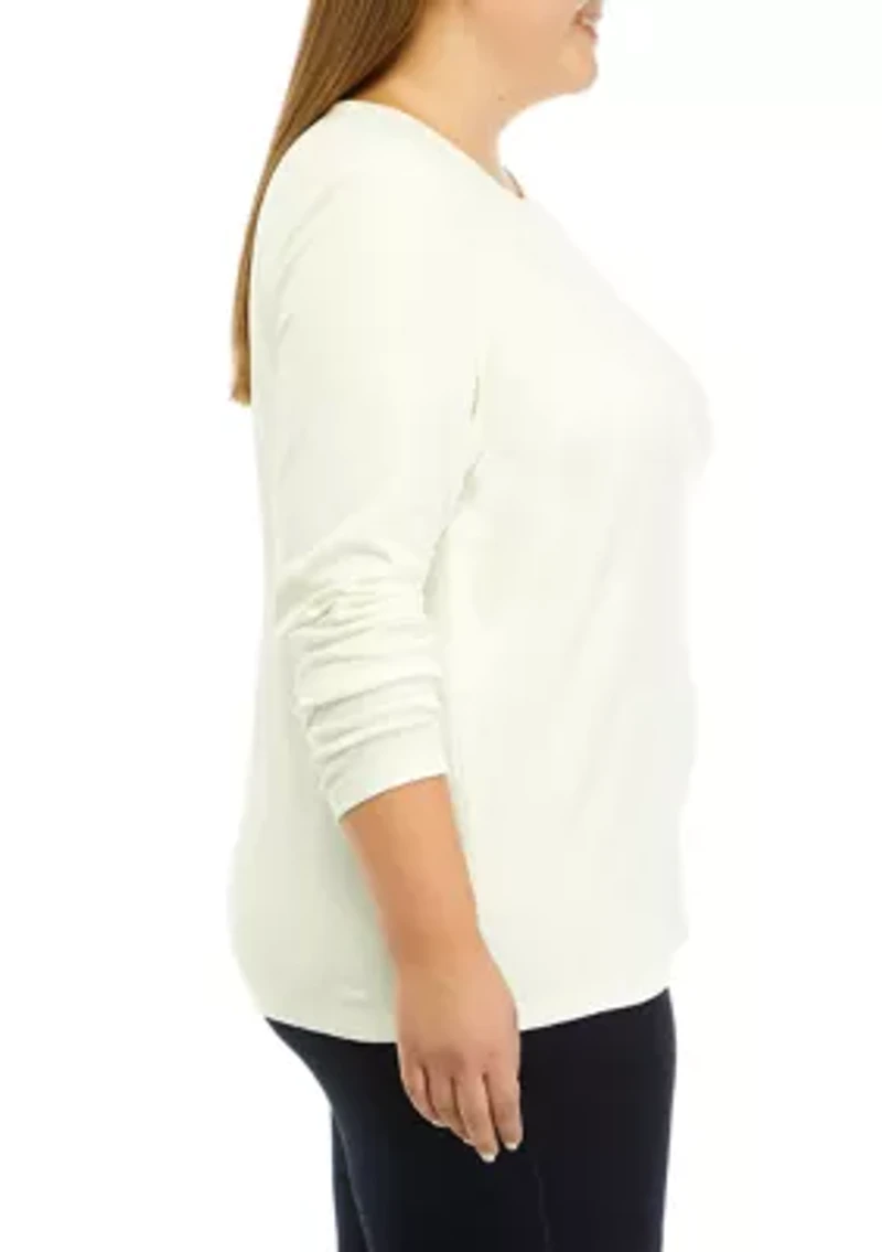 Plus Solid Crew Neck Top