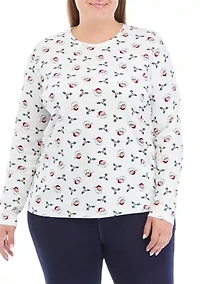 Plus Long Sleeve Printed T-Shirt