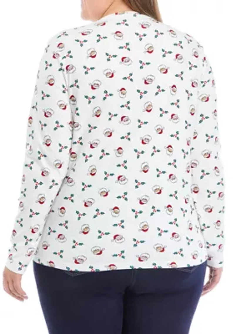 Plus Long Sleeve Printed T-Shirt