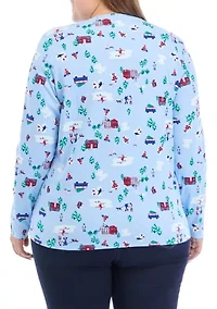 Plus Long Sleeve Printed T-Shirt