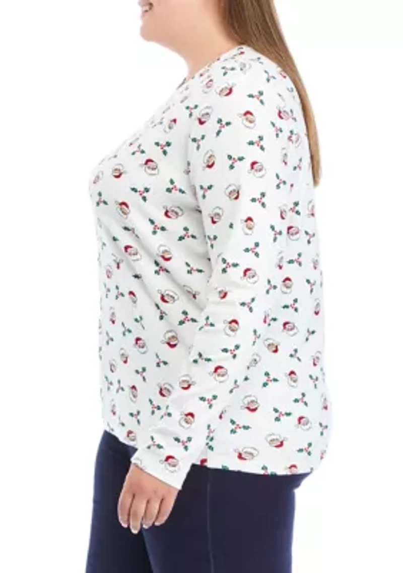 Plus Long Sleeve Printed T-Shirt