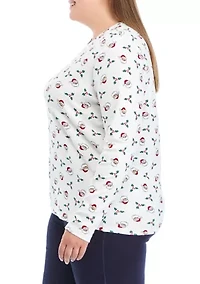 Plus Long Sleeve Printed T-Shirt