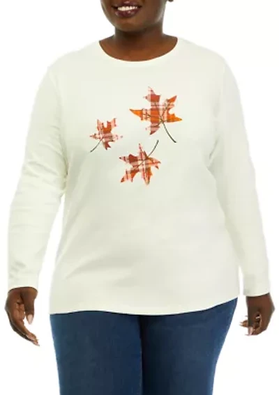 Plus Graphic Crew Neck Top