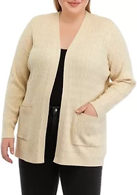 Plus Cable Knit Heather Cardigan