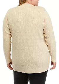 Plus Cable Knit Heather Cardigan