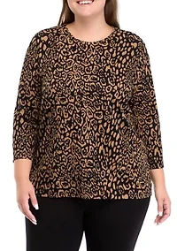 Plus 3/4 Sleeve Printed Top