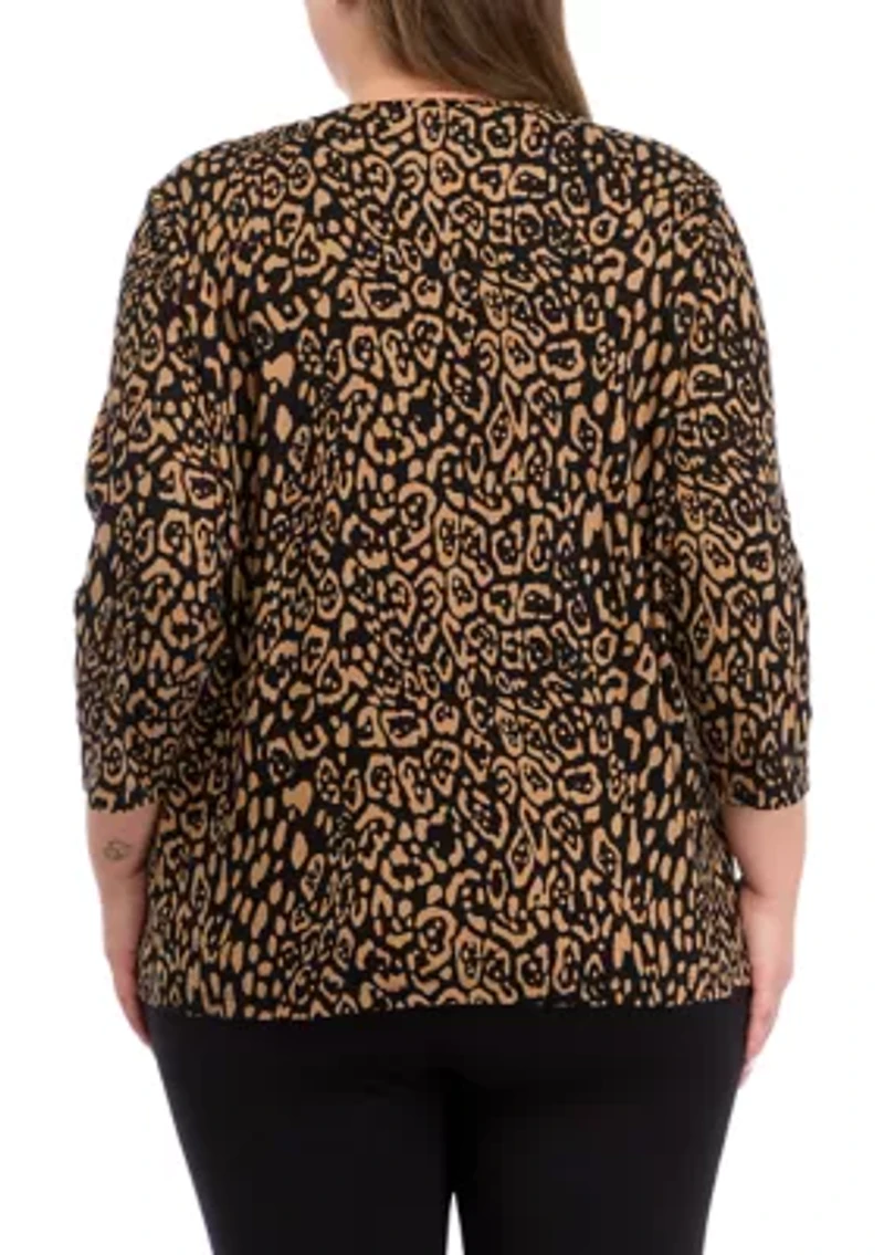 Plus 3/4 Sleeve Printed Top
