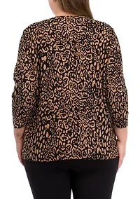 Plus 3/4 Sleeve Printed Top