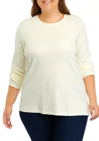 Plus Long Sleeve Cotton T-Shirt