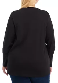 Plus Long Sleeve Cotton T-Shirt