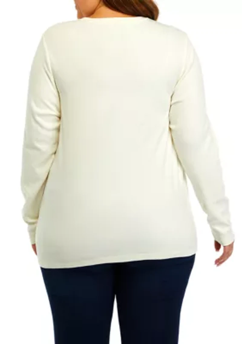 Plus Long Sleeve Cotton T-Shirt