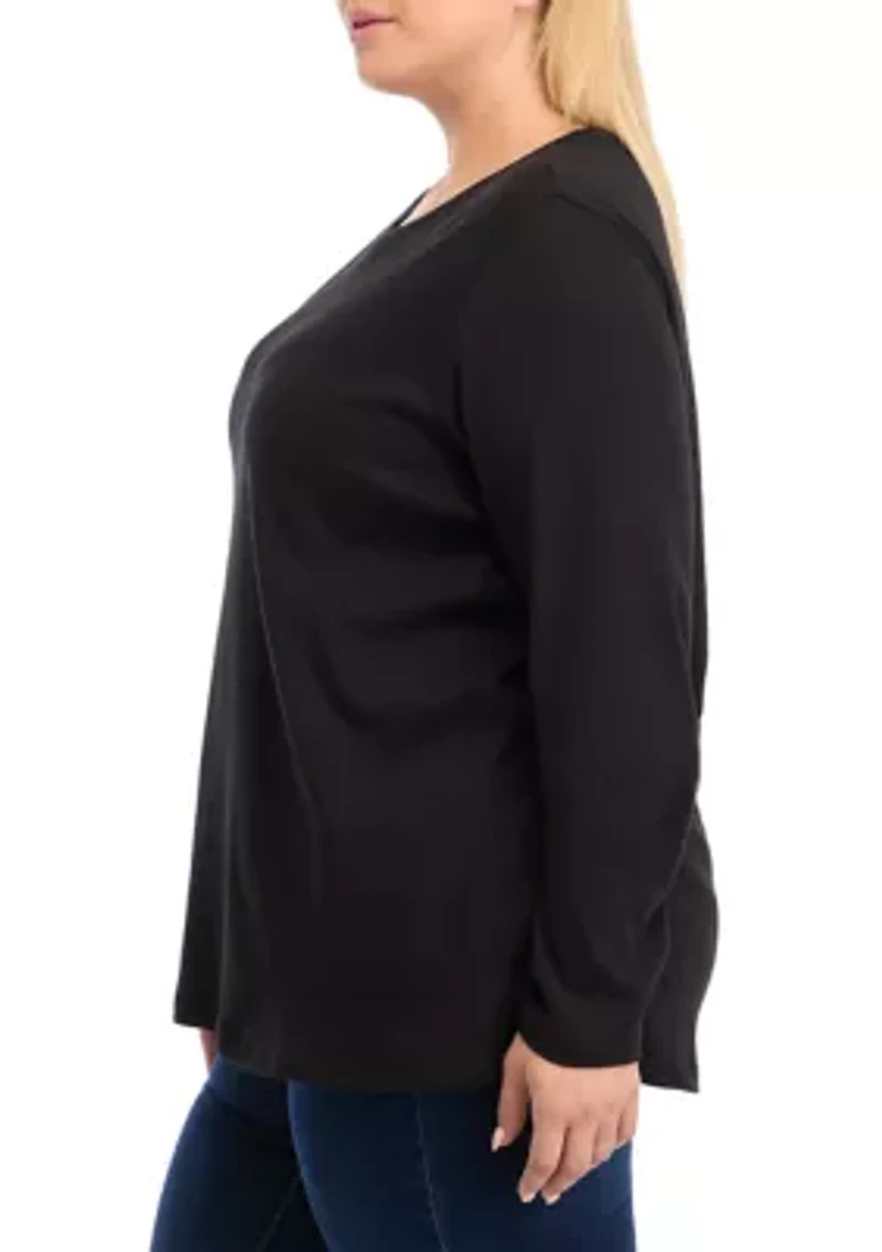 Plus Long Sleeve Cotton T-Shirt