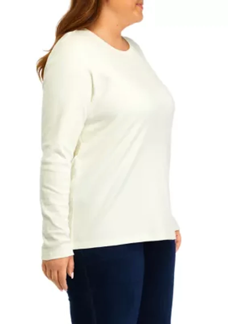 Plus Long Sleeve Cotton T-Shirt