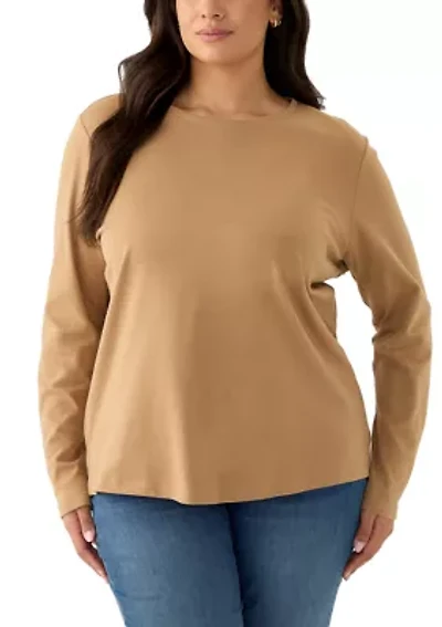 Plus Long Sleeve Crew Neck T-Shirt