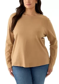 Plus Long Sleeve Crew Neck T-Shirt