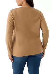 Plus Long Sleeve Crew Neck T-Shirt