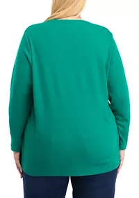 Plus Long Sleeve Crew Neck T-Shirt