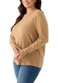 Plus Long Sleeve Crew Neck T-Shirt